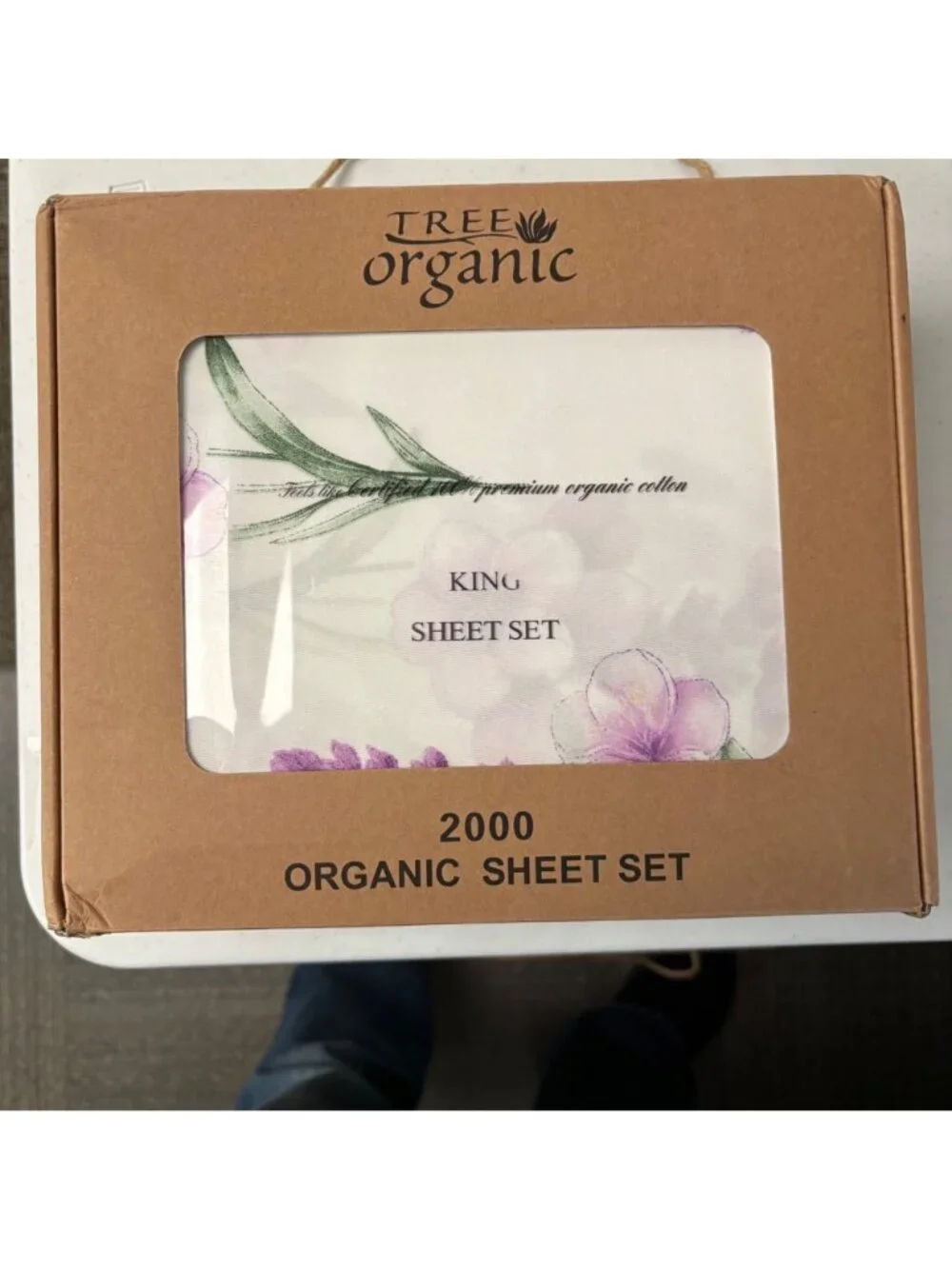 Tree Organic 2000 King Sheet Set Organic Cotton Floral Fits 18